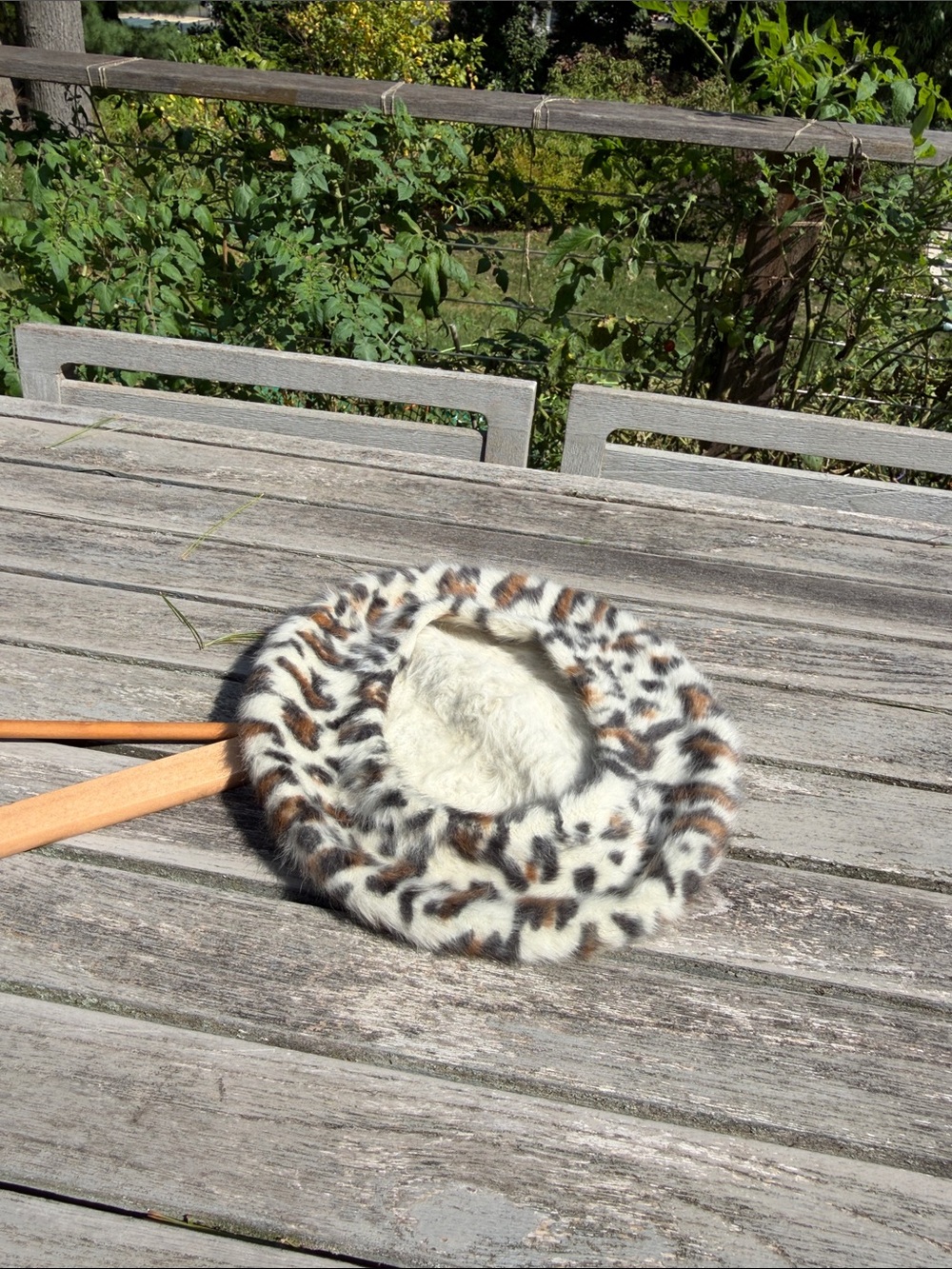 Anthropologie Faux-Fur Leopard Beret in Cream and Brown